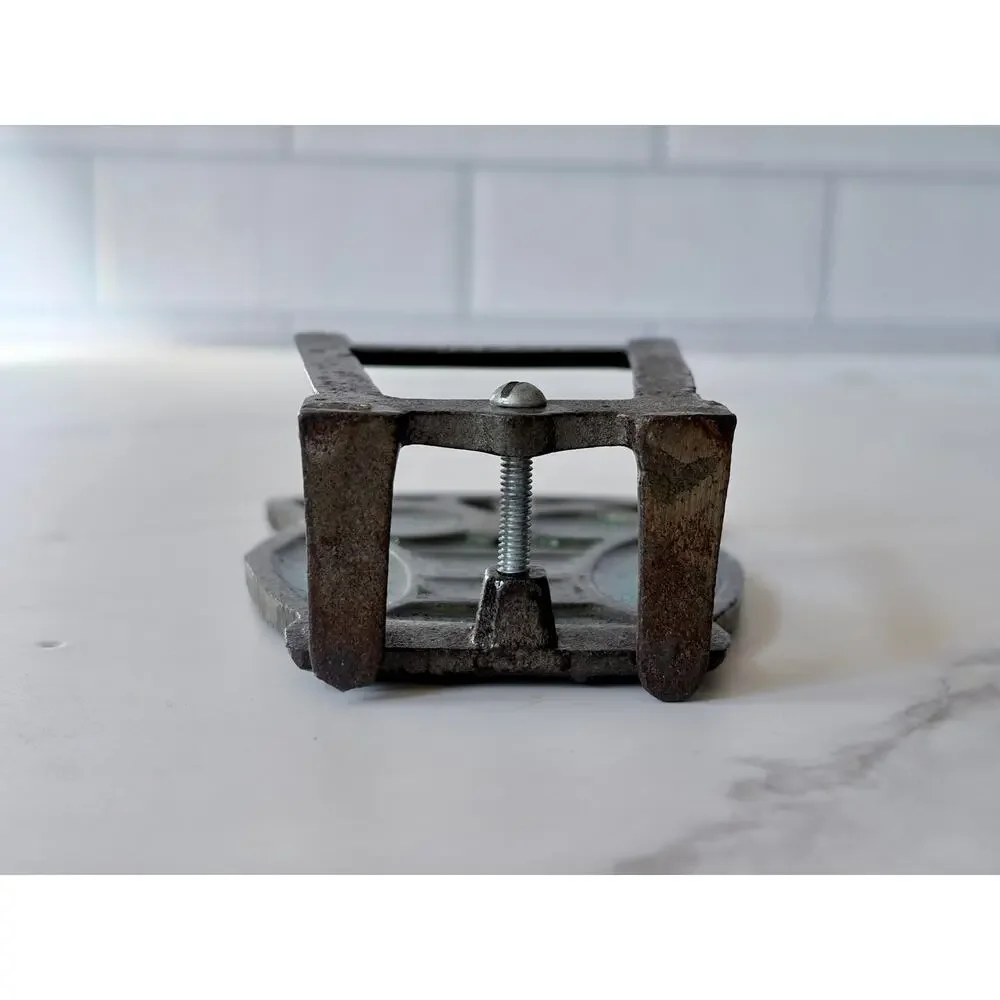 Vintage Cast Metal Owl Napkin Holder | Faux Stained Glass Adjustable Clamp